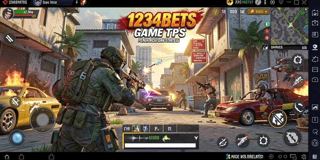 Screenshot gameplay 1234BETS yang menampilkan pertempuran mendebarkan.