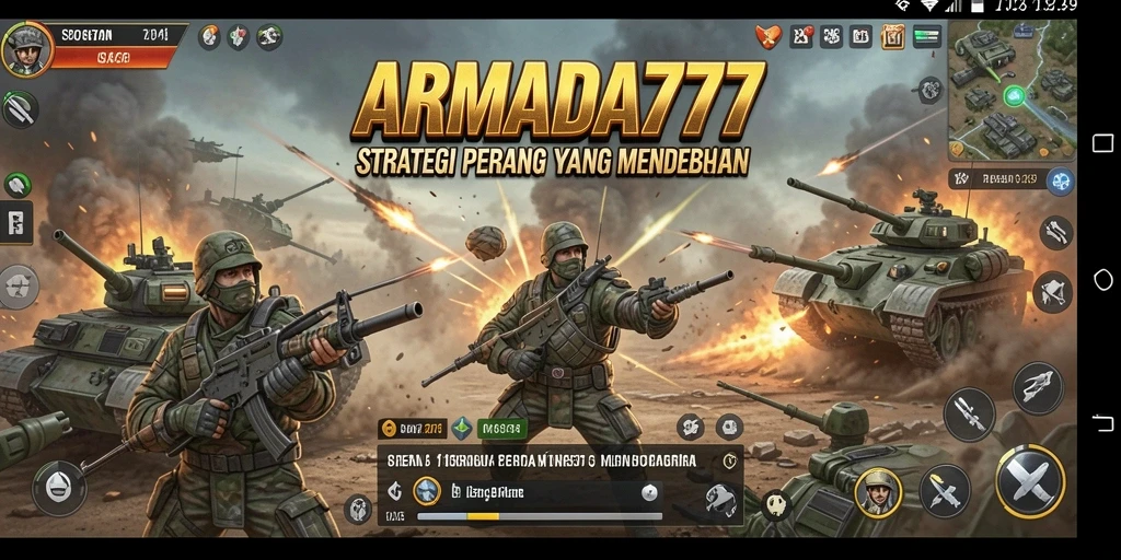 Gameplay mendebarkan dalam ARMADA777 menampilkan pertempuran strategis.