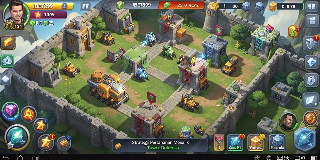 Screenshot gameplay IBET899 menunjukkan aksi seru dalam menampilkan strategi Tower Defense.