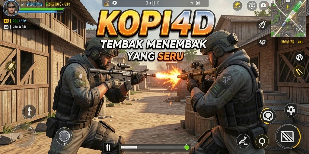 Tampilan gameplay KOPI4D dengan aksi tembak-menembak yang seru.