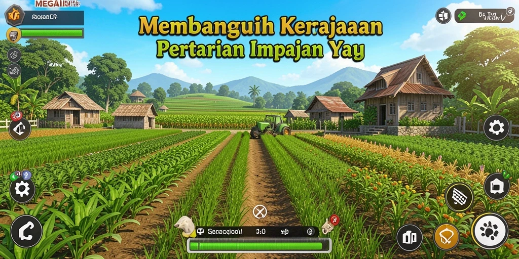 Tampilan gameplay MEGAIDR yang memukau dengan aktivitas pertanian.