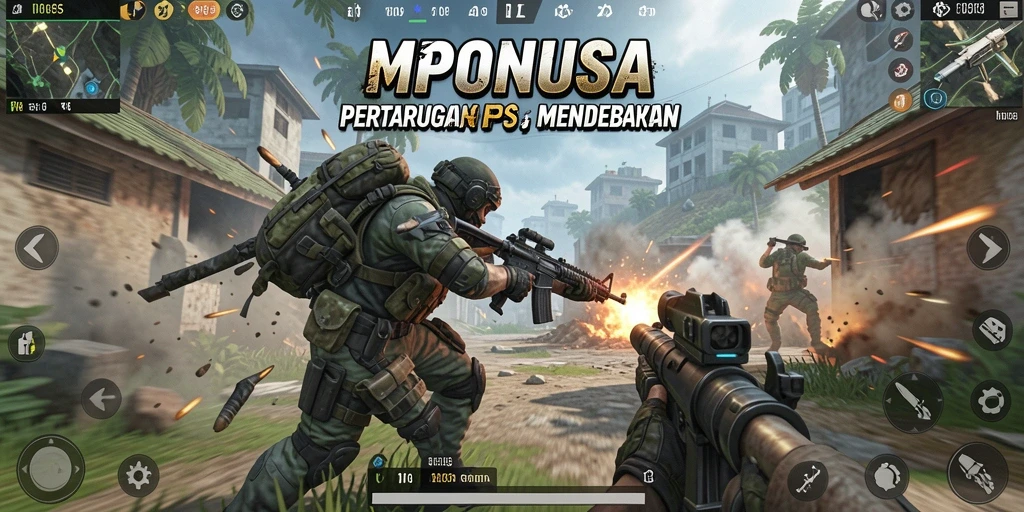 Tampilan menarik dari gameplay MPONUSA yang penuh aksi FPS.