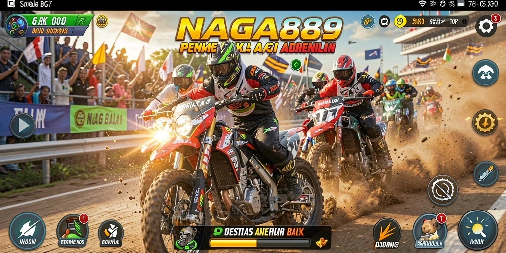 Screenshot gameplay NAGA889 menampilkan balapan yang mendebarkan di trek yang menantang.