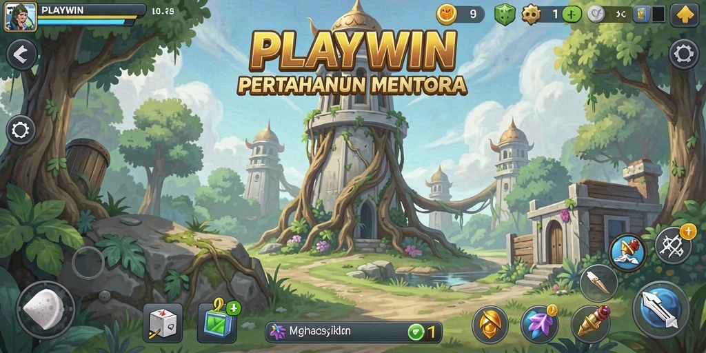 Tampilan gameplay seru Tower Defense di PLAYWIN.