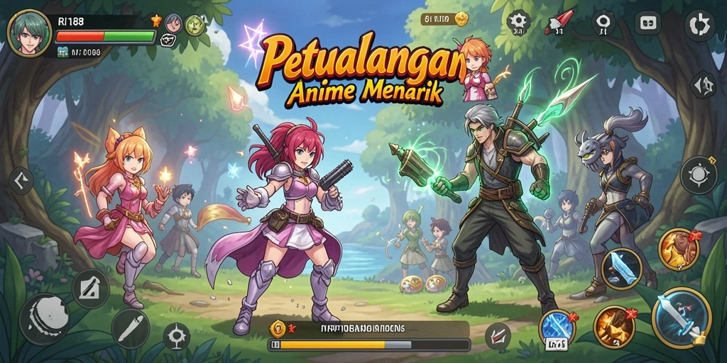 Tampilan gameplay seru dalam dunia Anime yang penuh petualangan.