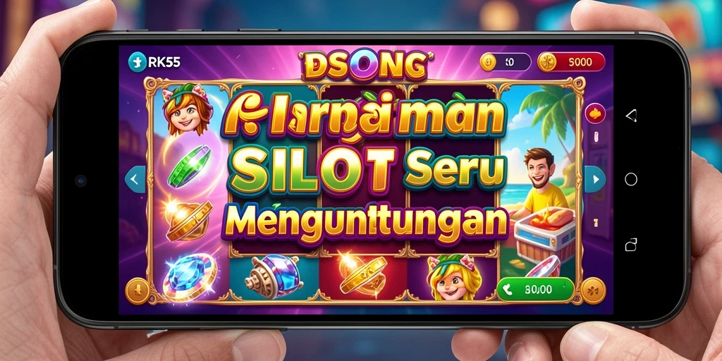 Tangkapan layar utama RK55 yang menampilkan gameplay slot yang dinamis.