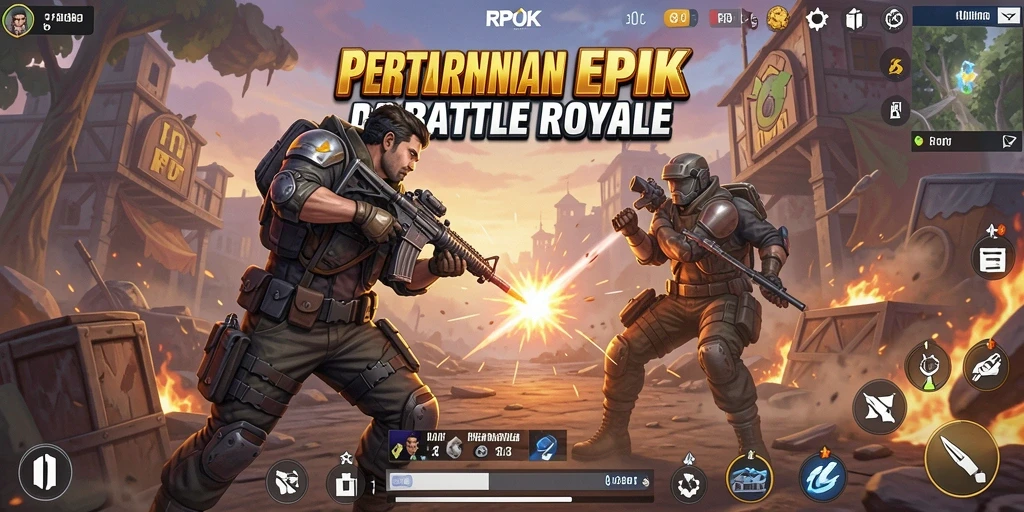 Gameplay RPOK yang mendebarkan dengan aksi Battle Royale seru.