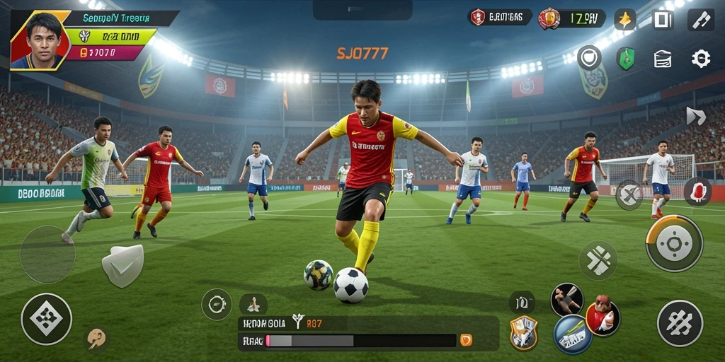 Screenshot gameplay SJO777 menampilkan pertandingan sepak bola seru dan realistis.