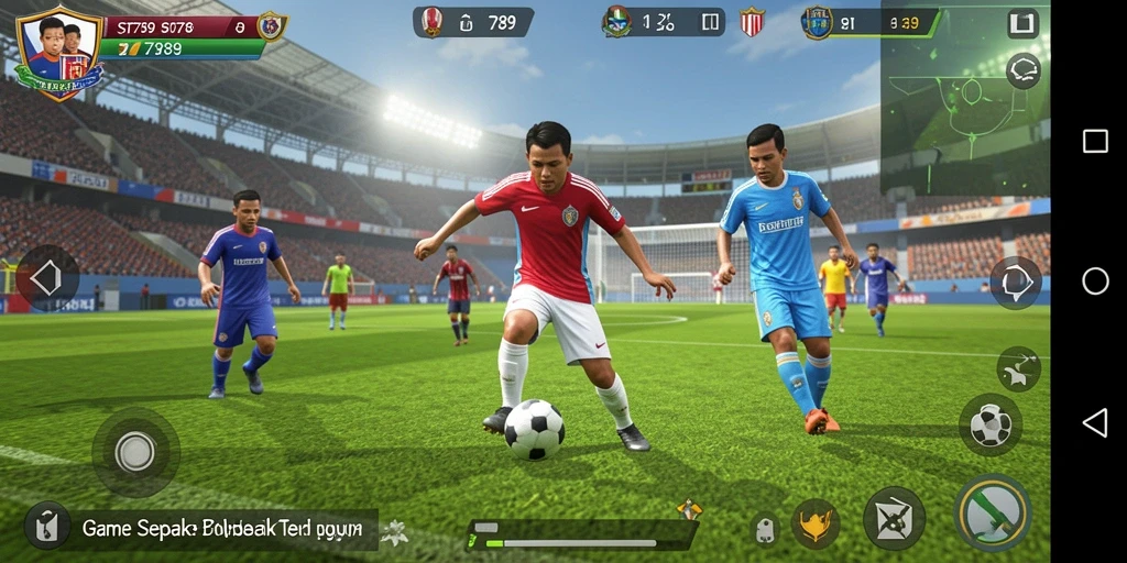 Screenshot gameplay ST789 dengan aksi seru dari pertandingan sepak bola.