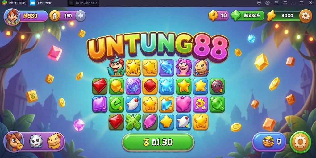 Screenshot UNTUNG88 menampilkan gameplay Match-3 yang seru dan penuh warna.